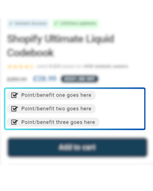 Benefit bullet list — as it appears on a live store
