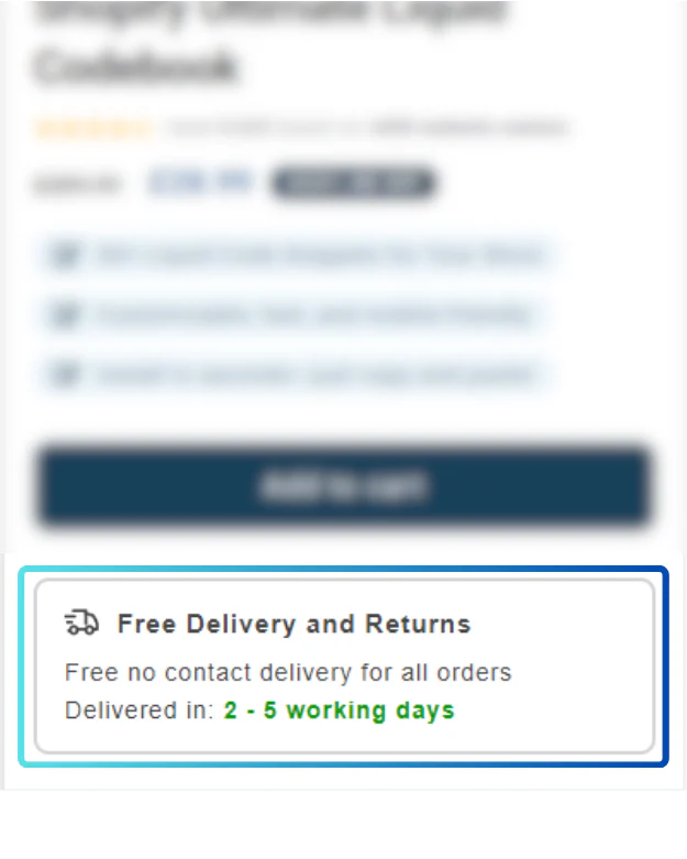 Free delivery & returns badge — as it appears on a live store