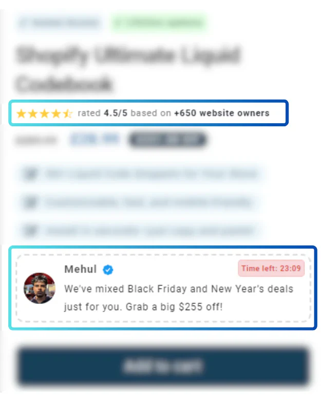 Rating & urgency bar — as it appears on a live store