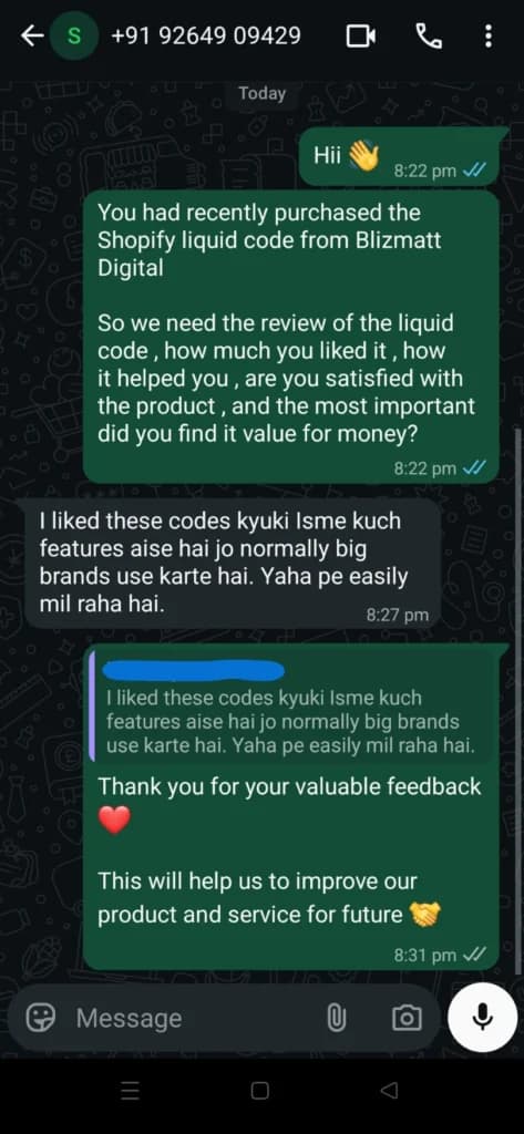 Customer review 2 of the liquid codes library