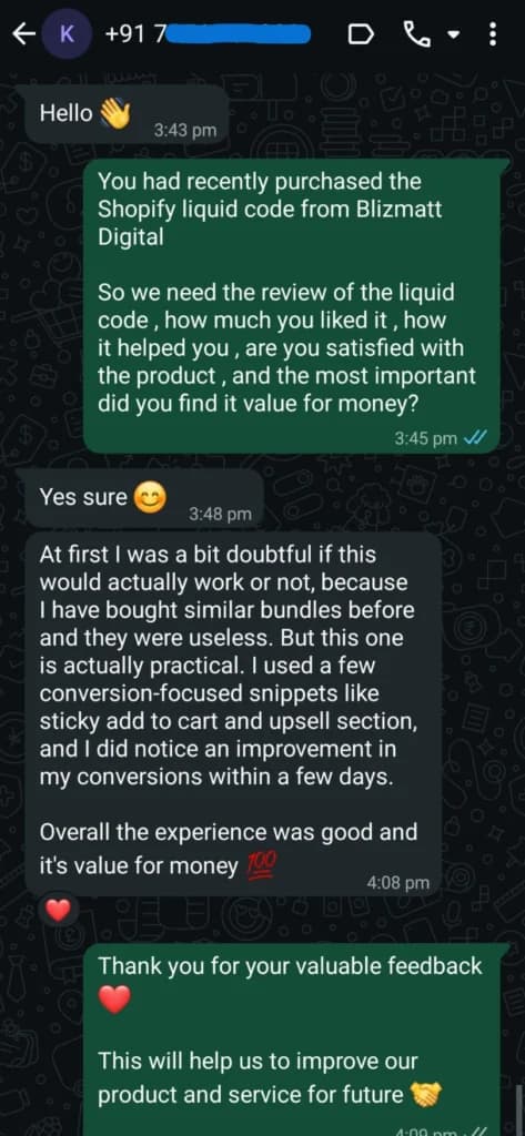 Customer review 3 of the liquid codes library