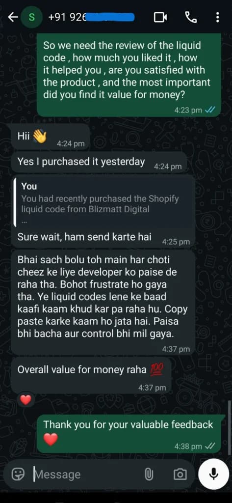 Customer review 7 of the liquid codes library